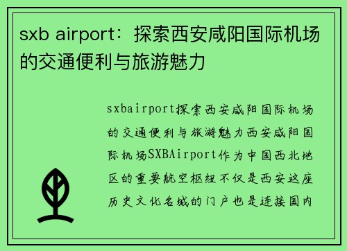 sxb airport：探索西安咸阳国际机场的交通便利与旅游魅力